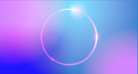 Aufkleber - Abstract color trendy background with neon round frame