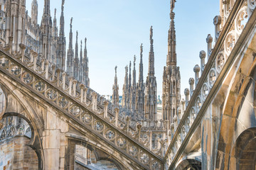 Wall Mural - Architecture on roof of Duomo cathedral