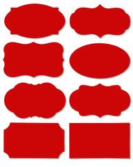 Wall Mural - colorful red set of different speech bubble as a cloud isolated on empty white background.