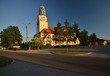 St. Katharina von Alexandria Roman Catholic Church in Dobrzen Wielki, district Opole built 1933-1934 and consecrated on October 4, 1934, in golden sunlight from July 6,  2014, Poland