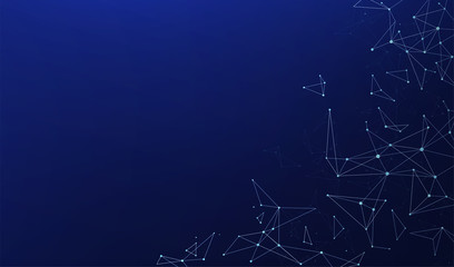 Fototapete - Abstract polygonal connections with connecting dots and lines on a blue background. Digital technology concept.