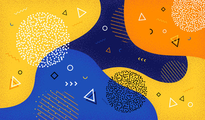 Wall Mural - creative vector illustration of cartoon color splash background with geometric shapes. abstract patt