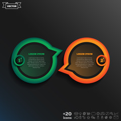 vector infographic design with colorful circle on the black background. business concept. 2 options,