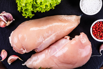 Raw chicken fillets