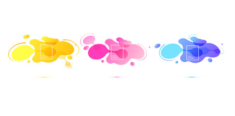 Fototapete - Abstract geometric shapes. Liquid gradient banners isolated on white background. Fluid vector background. Gradient geometric banners with flowing liquid shapes. Dynamic Fluid design for logo, flyers