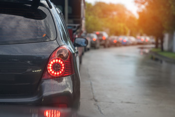 traffic jam with row of cars