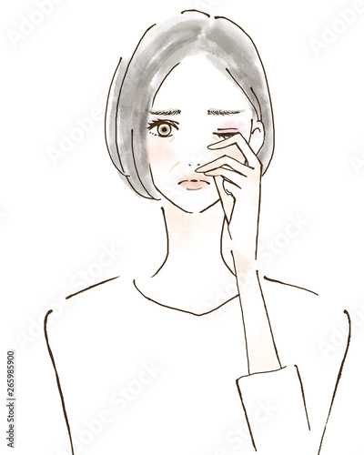 ドライアイ 老眼 目の疲れ 瞳 乾燥 乾き 人物手描きイラスト Stock Illustration Adobe Stock