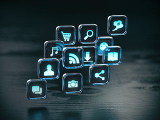 Leinwandbilder - Software and apps icon cloud concept background.