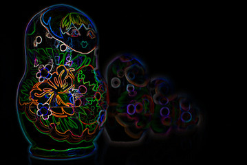 Matryoshka dolls with neon effect