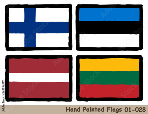 手描きの旗アイコン フィンランドの国旗 エストニアの国旗 ラトビアの国旗 リトアニアの国旗 Flag Of The Finland Estonia Latvia Lithuania Hand Drawn Isolated Vector Icon Buy This Stock Vector And Explore Similar Vectors At Adobe Stock Adobe Stock