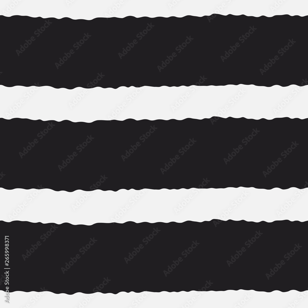 Seamless vector pattern with horizontal wavy thick lines and stripes. Torn paper ripped edges effect. Decorative texture for print, textile, packaging, wrapping, web. Isolated repetitive tiles. - obrazy, fototapety, plakaty 