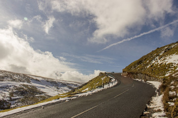 Dramatic winding road and rolling hills - Landscape scenery from Buttertubs Pass, Yorkshire Dales