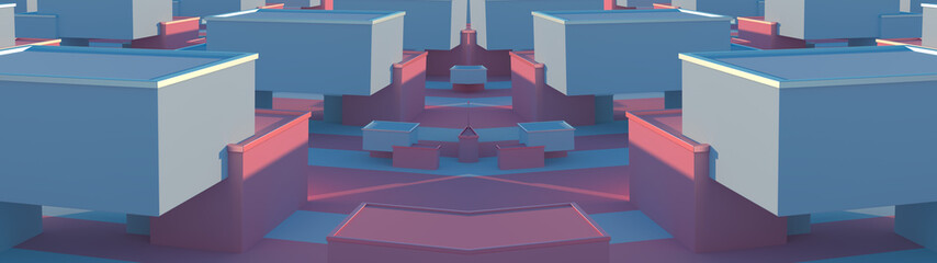 Poster - creative composition with colorful blocks. abstract candy cubes, modern ultra wide background. sweet