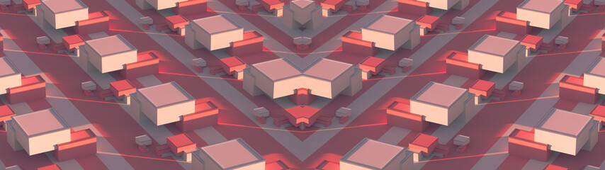 Poster - creative composition with colorful blocks. abstract candy cubes, modern ultra wide background. sweet