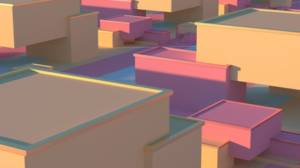 Poster - creative composition with colorful blocks. abstract candy cubes, modern background. sweet buildings,