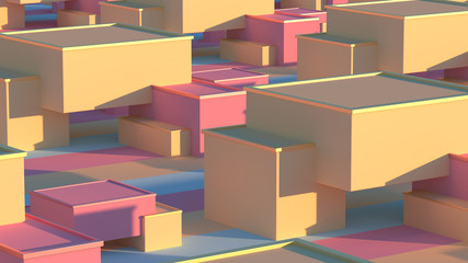 Poster - creative composition with colorful blocks. abstract candy cubes, modern background. sweet buildings,