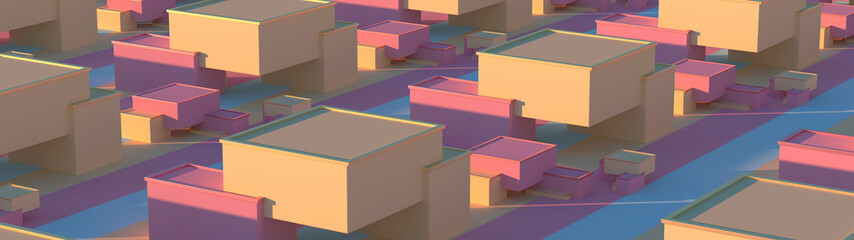 Poster - creative composition with colorful blocks. abstract candy cubes, modern ultra wide background. sweet