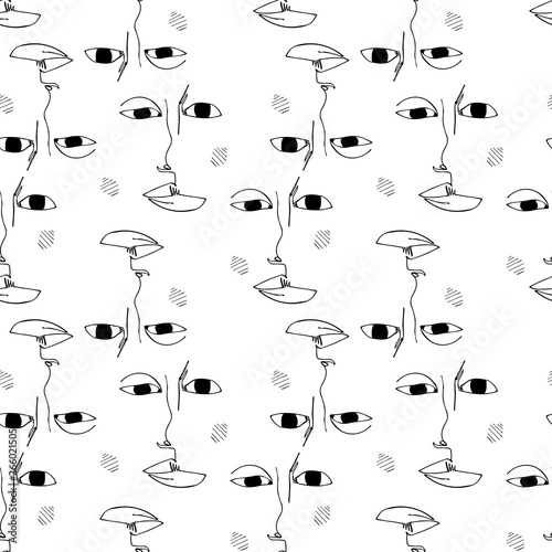 Seamless Pattern With Faces Abstract Outline Silhouette Of Human Face Modern Avant Garde Poster Trendy Minimalistic Face One Continuous Line Drawing Buy This Stock Vector And Explore Similar Vectors At Adobe