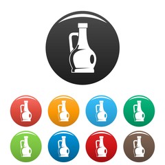 Sticker - Olive bottle icons set 9 color vector isolated on white for any design