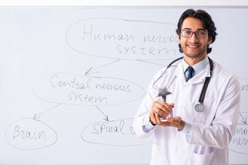 Wall Mural - young male doctor neurologist in front of whiteboard