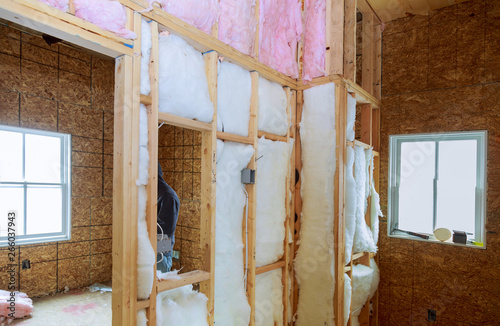 Inside Wall Heat Isolation With Mineral Wool In Wooden House