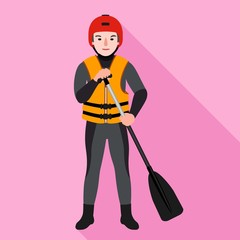 Poster - Rafting man all equipment icon. Flat illustration of rafting man all equipment vector icon for web design