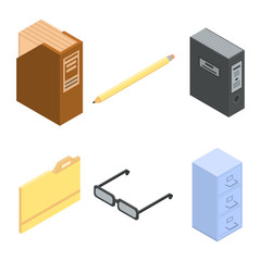 Poster - Archive icons set. Isometric set of archive vector icons for web design isolated on white background