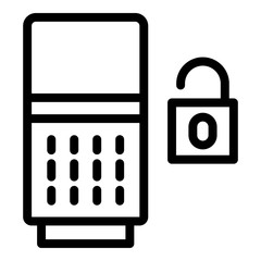 Poster - Open lock smart speaker icon. Outline open lock smart speaker vector icon for web design isolated on white background