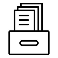 Poster - Archival box with documents icon. Outline archival box with documents vector icon for web design isolated on white background