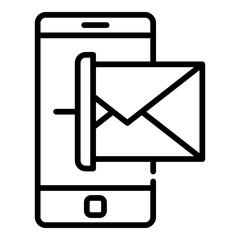 Poster - Smartphone and message icon. Outline smartphone and message vector icon for web design isolated on white background