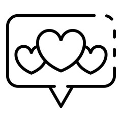 Poster - Bubble with hearts icon. Outline bubble with hearts vector icon for web design isolated on white background