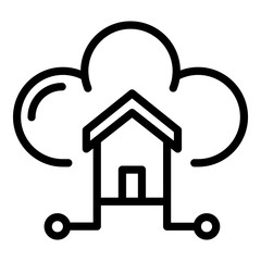 Poster - Smart home cloud icon. Outline smart home cloud vector icon for web design isolated on white background