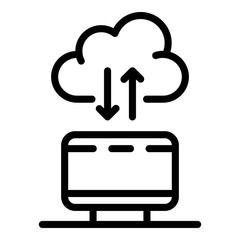 Poster - Computer cloud icon. Outline computer cloud vector icon for web design isolated on white background