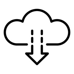 Poster - Cloud arrow down icon. Outline cloud arrow down vector icon for web design isolated on white background