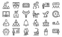 Lecture Class Icons Set. Outline Set Of Lecture Class Vector Icons For Web Design Isolated On White Background