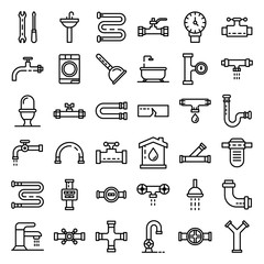 Poster - plumbing icons set. outline set of plumbing vector icons for web design isolated on white background