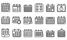 Calendar Icons Set. Outline Set Of Calendar Vector Icons For Web Design Isolated On White Background