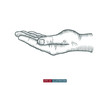 © Oleksandr - Hand drawn hand gesture. Holding open  palm. Template for your design works. Engraved style vector illustration.