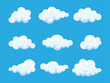 Cloud. Abstract white cloudy set isolated on blue background. Vector illustration