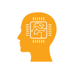 Sticker - digital human head, brain, technology, head, memory, creative technology mind, artificial intelligence icon