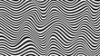 Abstract wavy twisted background. Pattern from lines, halftone effect. Black and white modern art texture. Minimalistic design, layout for poster, banner, business cards, cover, postcard, stickers