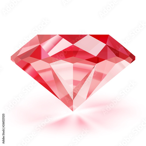 Fotografía Realistic ruby illustration - vector red diamond on white background