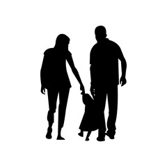 Wall Mural - Black silhouette of a family with a child