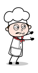 Wall Mural - Trying to Push - Cartoon Waiter Male Chef Vector Illustration﻿