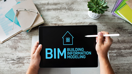 BIM - Building information modeling concept on screen.