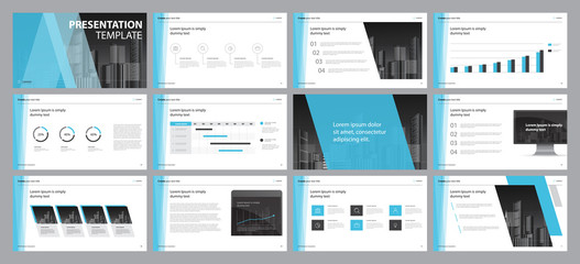 Fototapete - layout design template for business presentation and use for annual report template  design with infographic elements and chart   concept