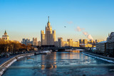 Fototapeta Nowy Jork - winter Moscow the most beautiful city on earth - the Kremlin, the Cathedral and the residential quarter of Moscow city