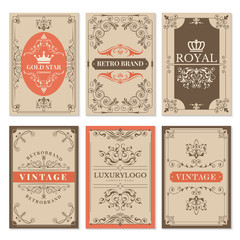 Wall Mural - vintage cards. floral filigree classic victorian ornaments and frames for labels vector design templ