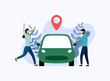 Car sharing service, mobile city transportation, business concept vector illustration