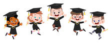 Happy Kids Graduation Vector Illustration Isolated